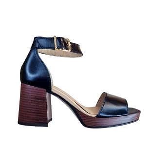 SMILEY HONORINE:NOIR/CUIR LISSE/MARRON ET CAMEL