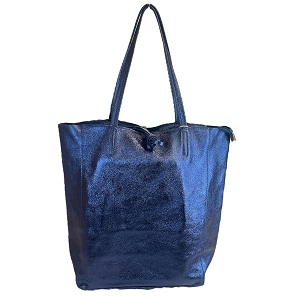 CARLO UCLA:BLEU MARINE/CUIR METALLISE/