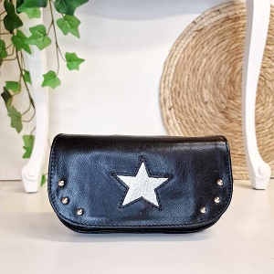 BIANCA ALICE STAR:NOIR/CUIR BUFFLE/ARGENT