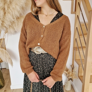 BRAC 1CM ELODIE:CAMEL/TEXTILE/