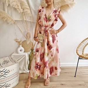 RAFAEL LILIE 3:ROSE POUDRE/TEXTILE/VERT