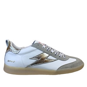39881 286 KAYLA:BLANC/CUIR LISSE/GRIS