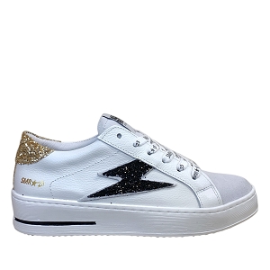 GETAFE MAYA:BLANC/CUIR LISSE/GRIS