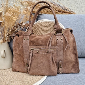  CAPUCINE<br>BEIGE CUIR VELOURS ET NUBUCK 