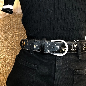  LEO<br>NOIR CUIR VACHETTE OR