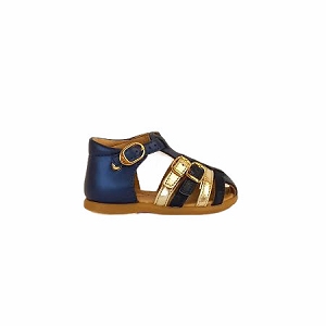 34088 7441:BLEU MARINE/CUIR LISSE/OR