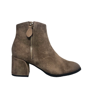 MARINA GRUEL:TAUPE/CUIR VELOURS ET NUBUCK/