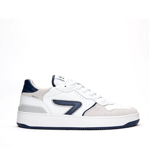 CORBIN SMASH:BLANC/CUIR LISSE/BLEU