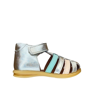 9245 PAILLETTE:PLATINE/CUIR LISSE/VERT