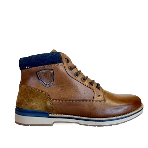 MAMA SAL ACCROLI:COGNAC/CUIR LISSE/BLEU