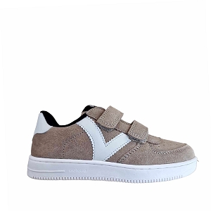 28303 DOUBLE VELCRO:TAUPE/CUIR VELOURS ET NUBUCK/